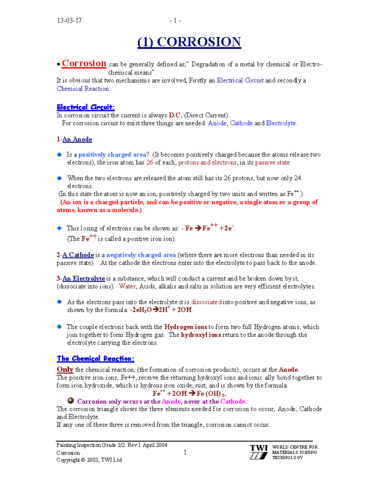 BGAS Notes - Painting Inspection Grade 3/2. Rev 1 April 2004 Corrosion ...