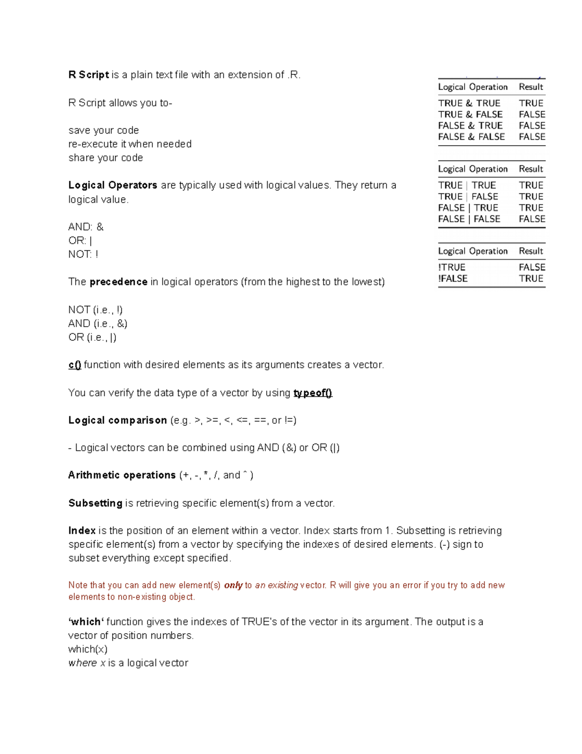 1 - Lecture notes 1 - R Script is a plain text file with an extension ...