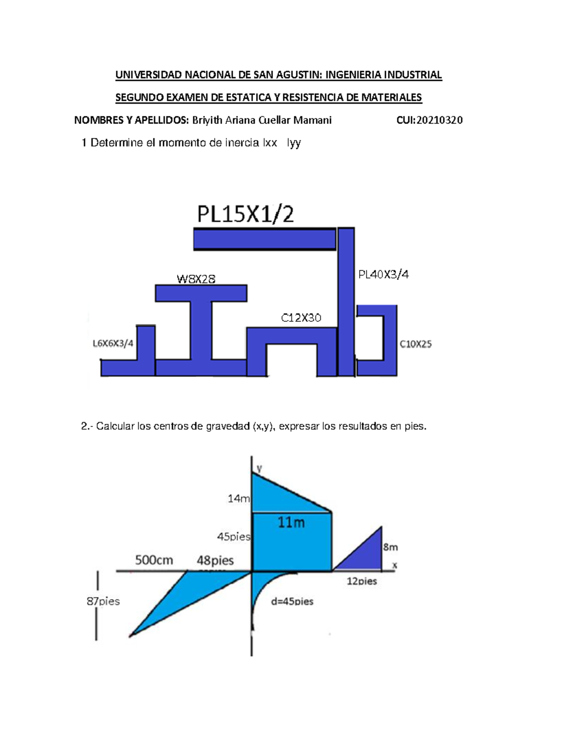 Segundo Examen DE Estatica Y Resistencia DE Materiales - UNIVERSIDAD ...