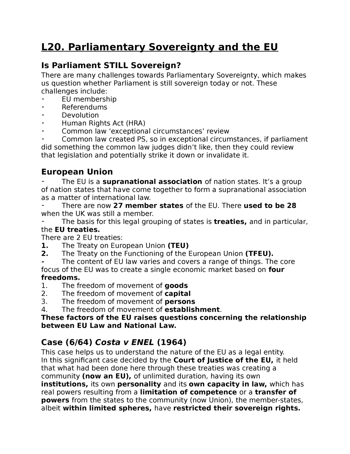 parliamentary sovereignty and the eu essay