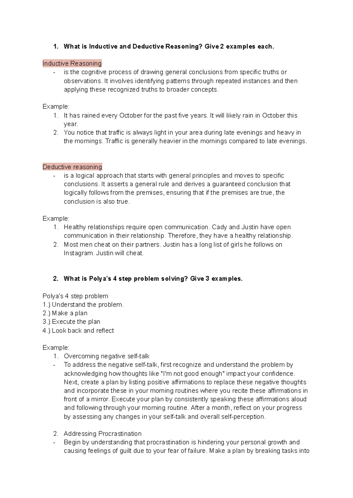 MMW Activity 2 mathematics What is Inductive and Deductive