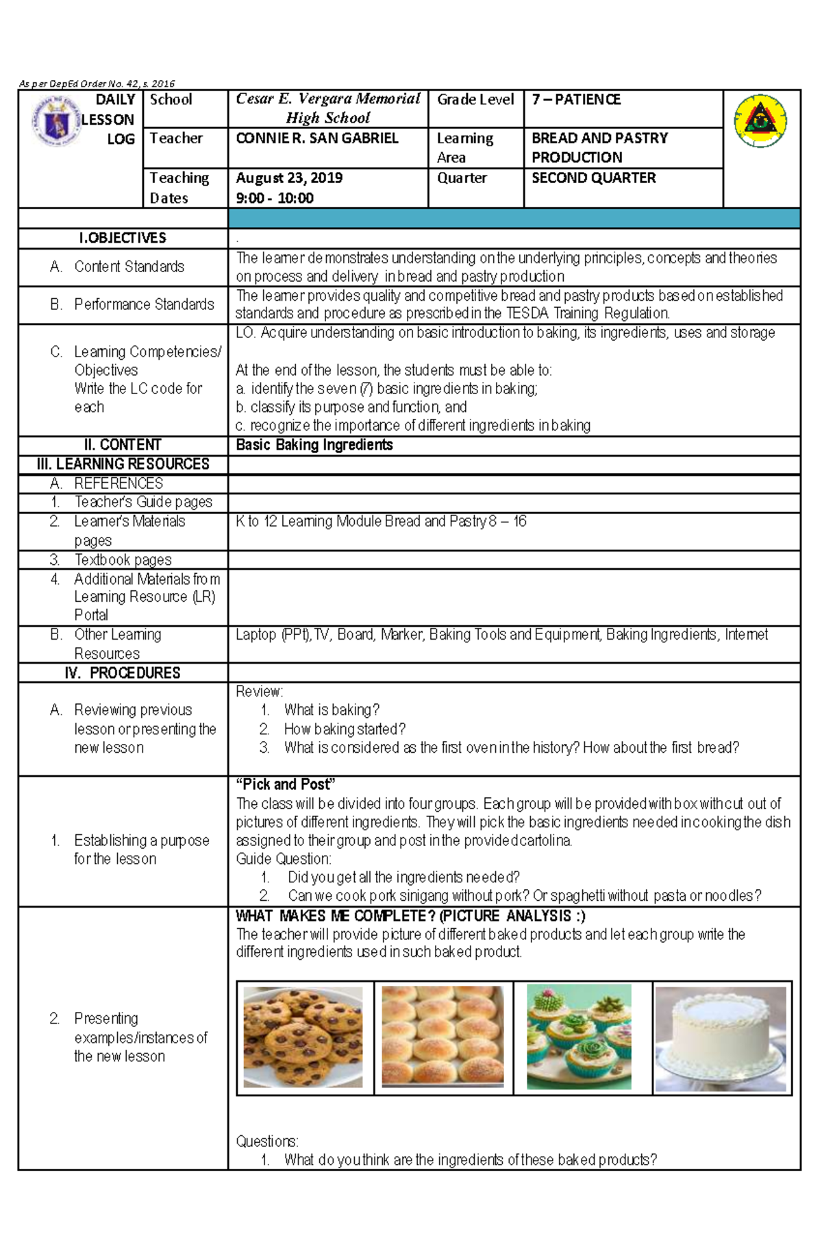 Bakingingredientsco 2-190917001636 - As per DepEd Order No. 42, s. 2016 ...