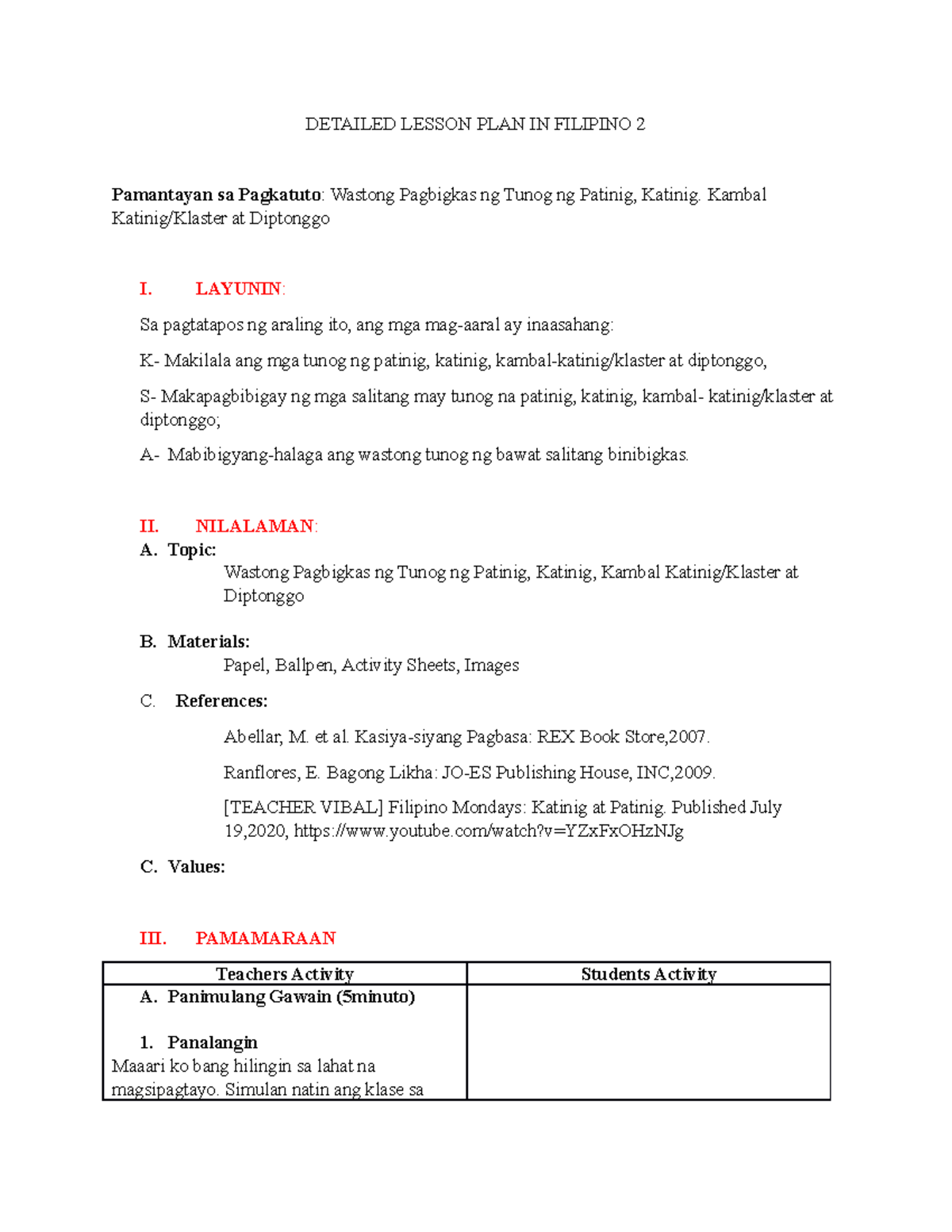 Detailed Lesson PLAN IN Filipino 2 - DETAILED LESSON PLAN IN FILIPINO 2 ...