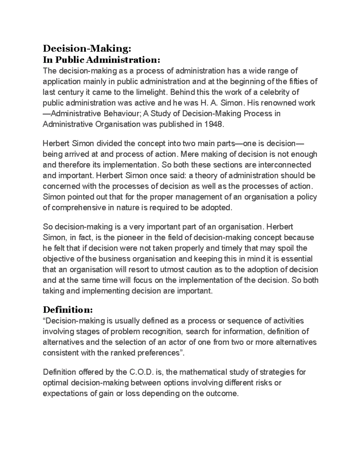 Decision Theory - Decision-Making: In Public Administration: The ...