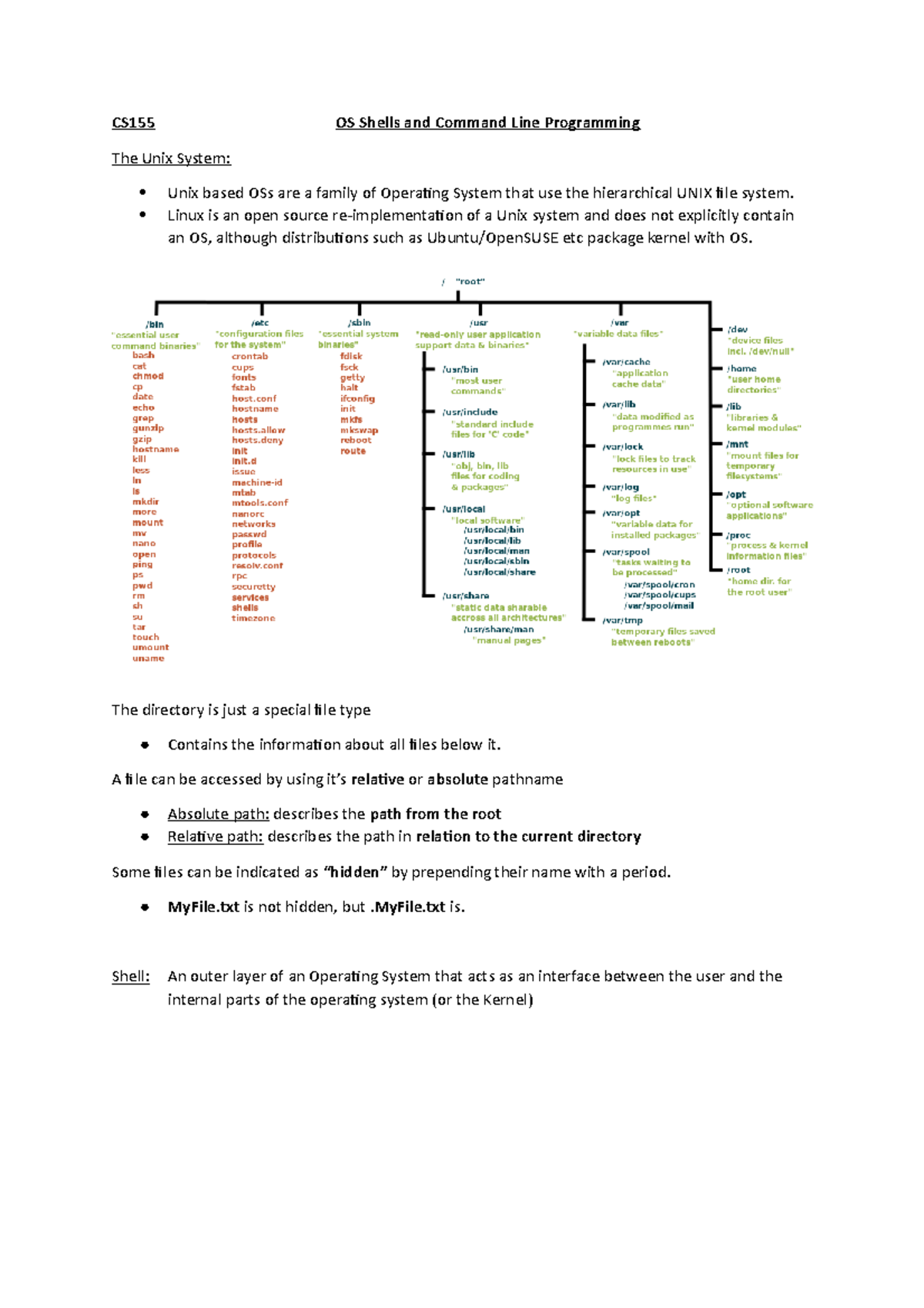 CS155 OS Shells and Command Line Programming - Linux is an open source ...
