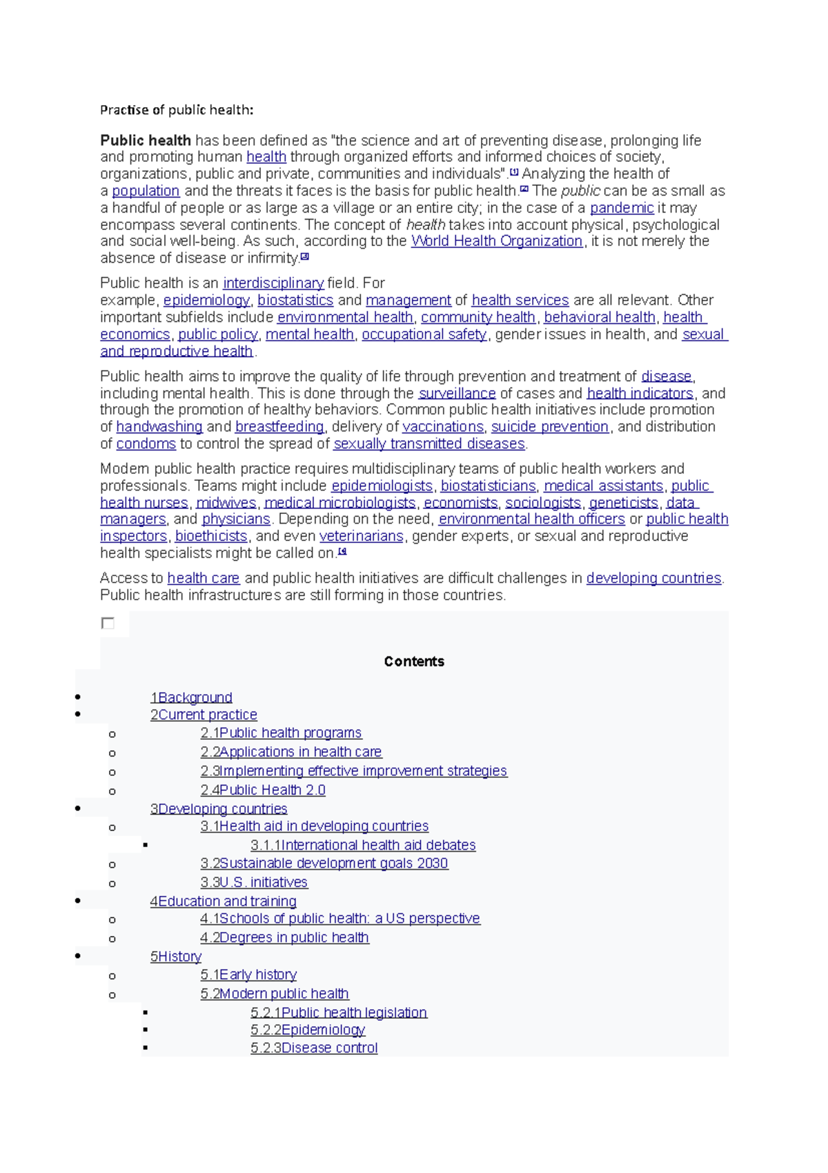 Public Health Science - Practise Of Public Health: Public Health Has ...