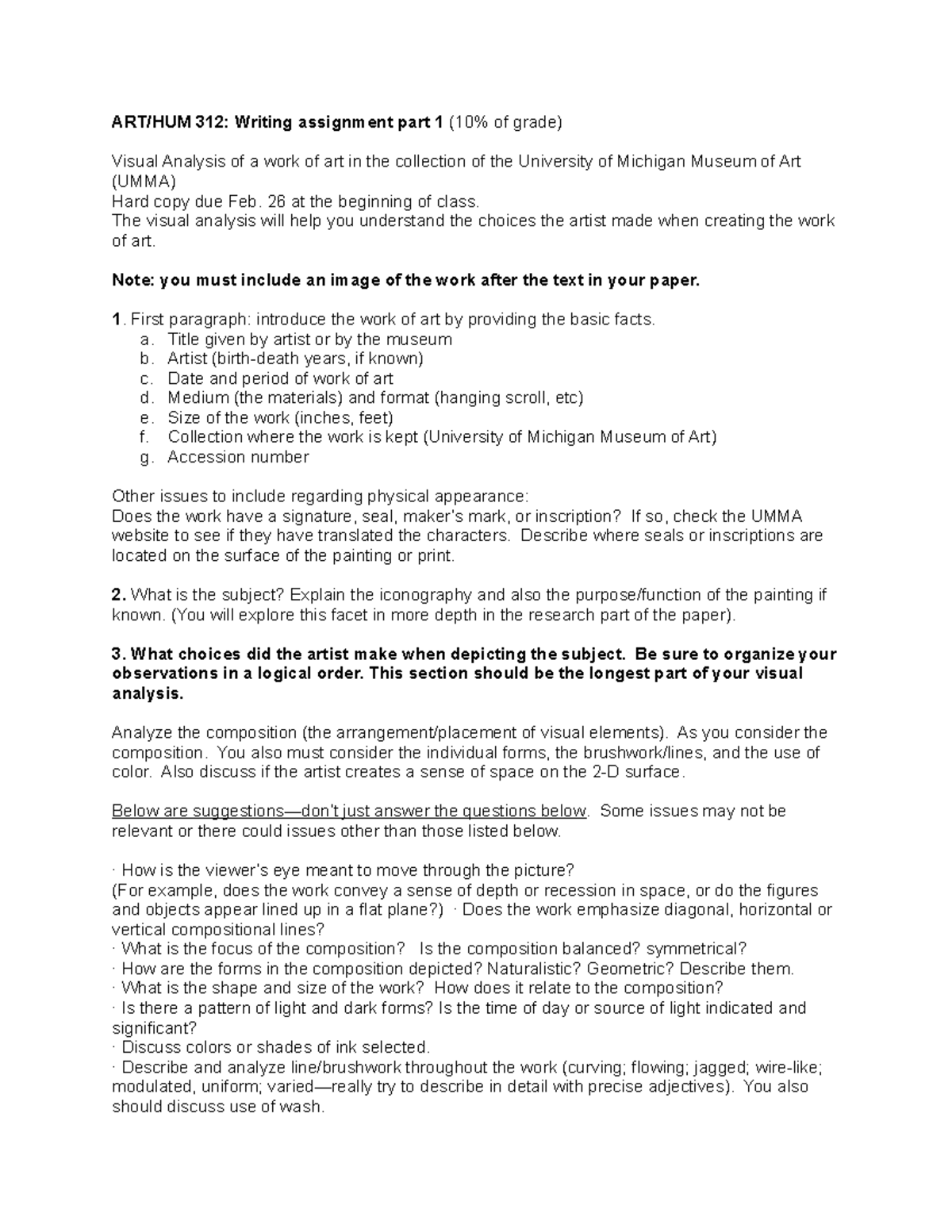 ARTH HUM 312 Writing Assignment Part 1 - ART/HUM 312: Writing ...