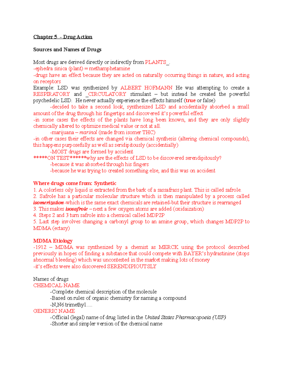 Chapter 5 Part 1 And Part 2 - Chapter 5 Drug Action Sources And Names ...