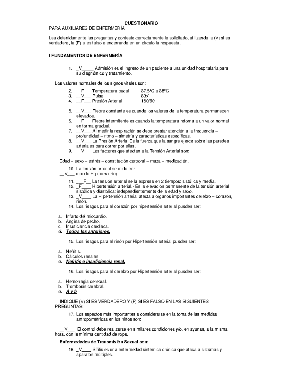 Banco De Preguntas Aux Para Auxiliares De Enfermería Ejercicios Para Banco De Preguntas Aux Para Auxiliares De Enfermería Ejercicios Para