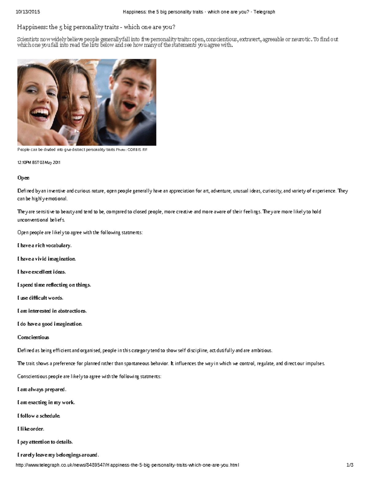 Happiness +the+5+big+personality+traits+-+which+one+are+you ...