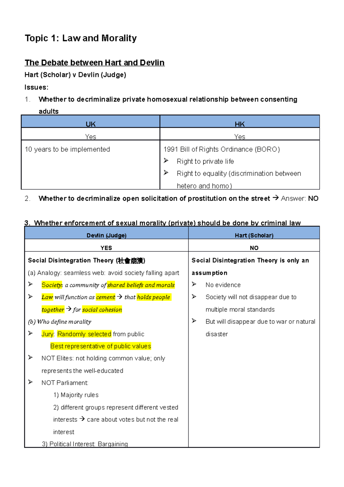 (B) Law And Soc Section B-Summary - Topic 1: Law And Morality The ...