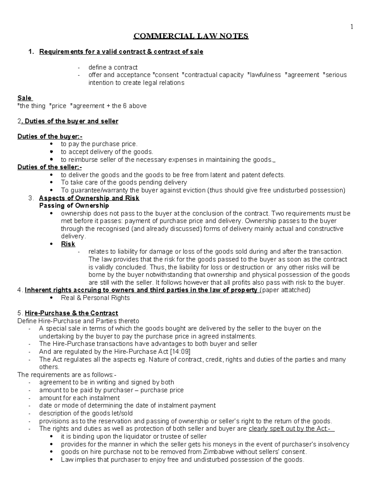 Commercialnotes - good notes - COMMERCIAL LAW NOTES Requirements for a ...