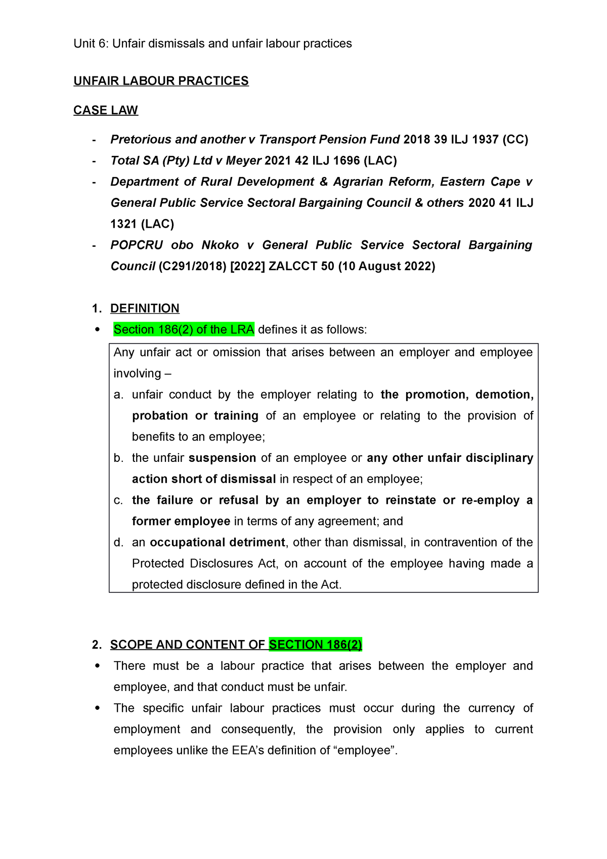 unfair-labour-practices-notes-unit-6-unfair-dismissals-and-unfair