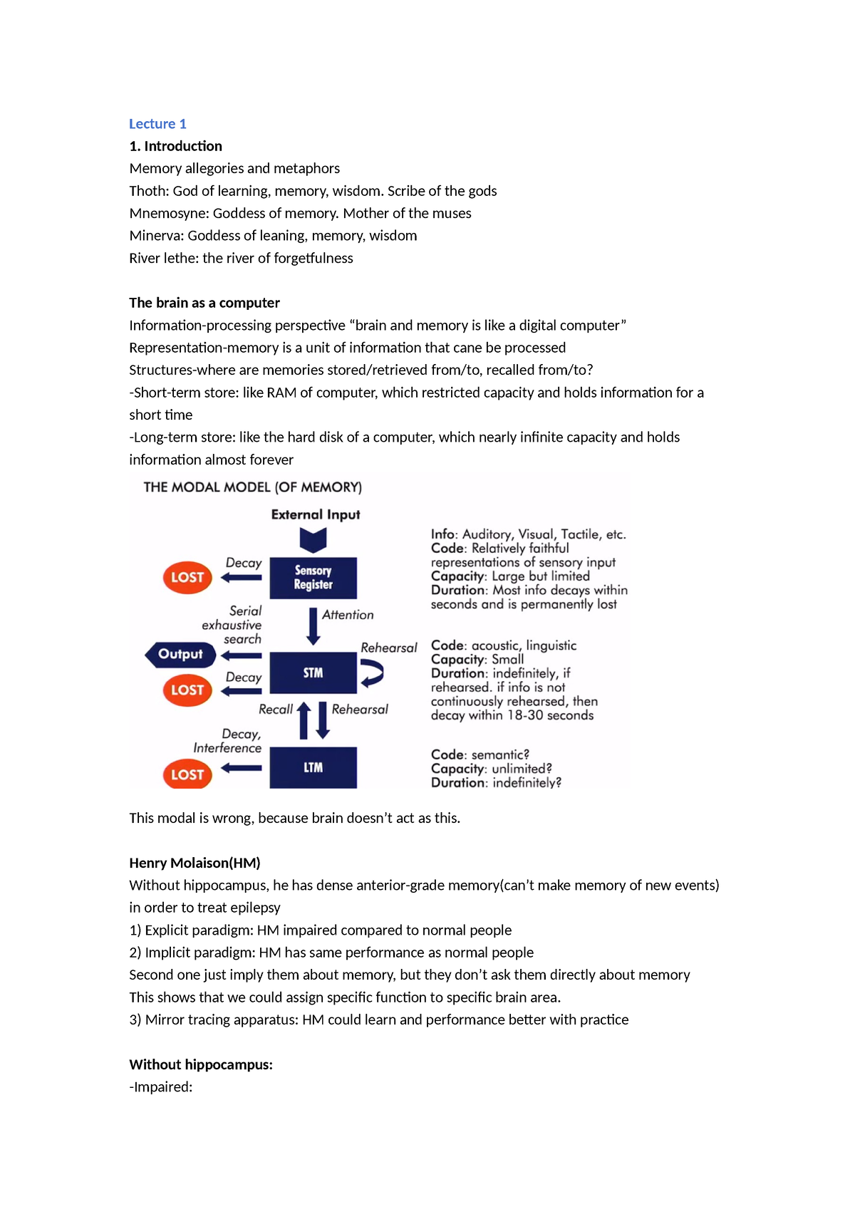 L09 Memory - Lecture 1 Introduction Memory allegories and metaphors ...