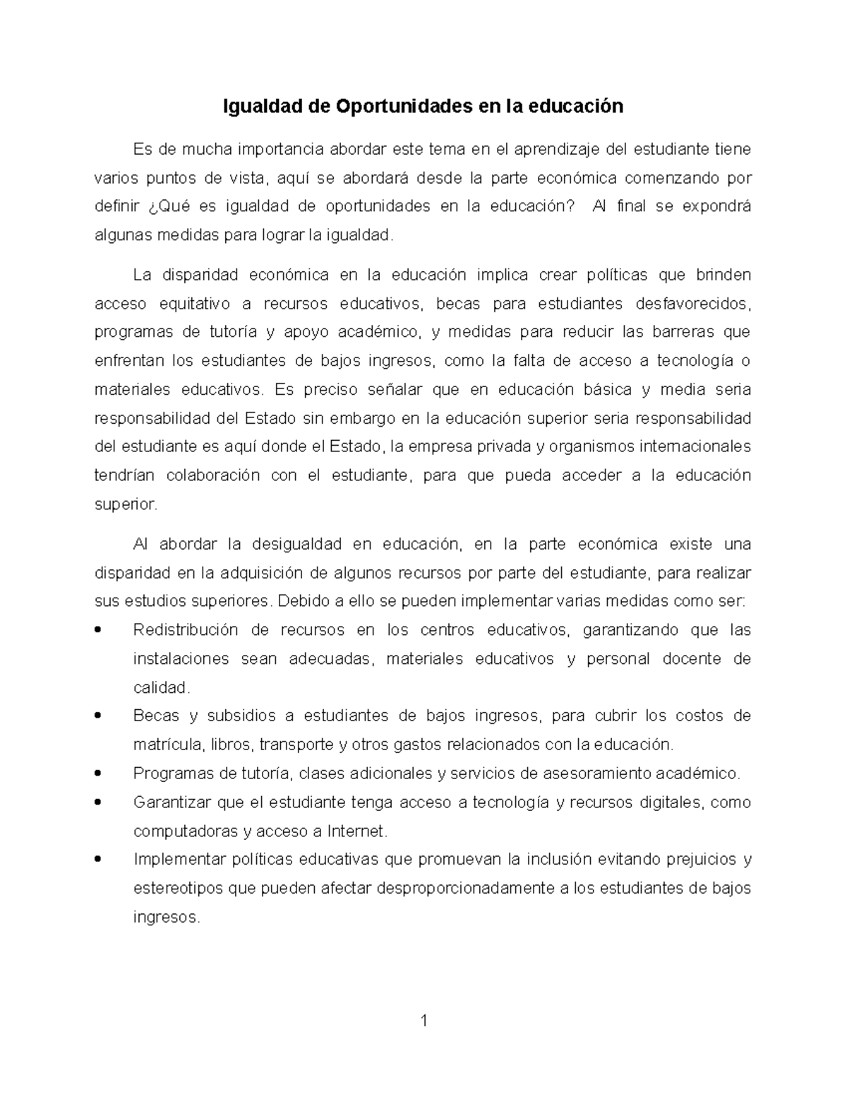 Articulo - Excelente.. - Igualdad de Oportunidades en la educación Es ...