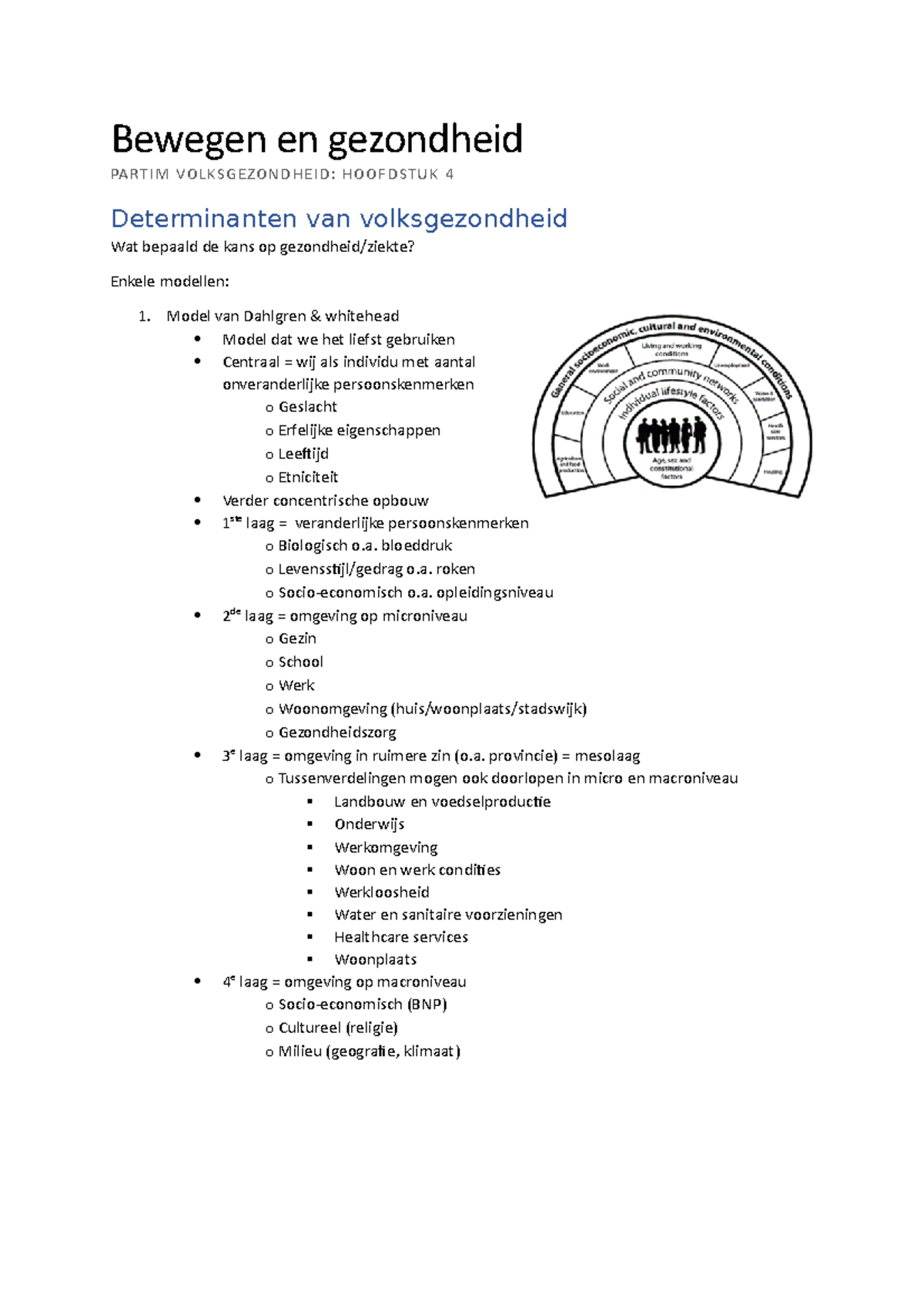 H4 Volksgezondheid: Determinanten Van Volksgezondheid - Bewegen En ...