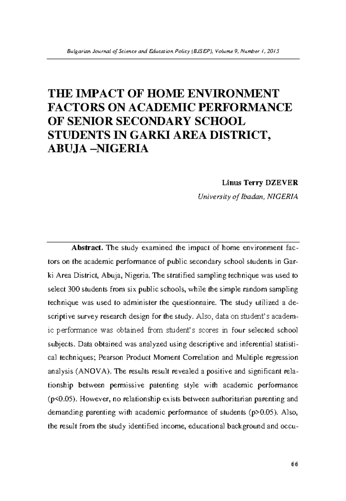 CHANGE OF COURSE NOT REFLECTING Bulgarian Journal of Science and