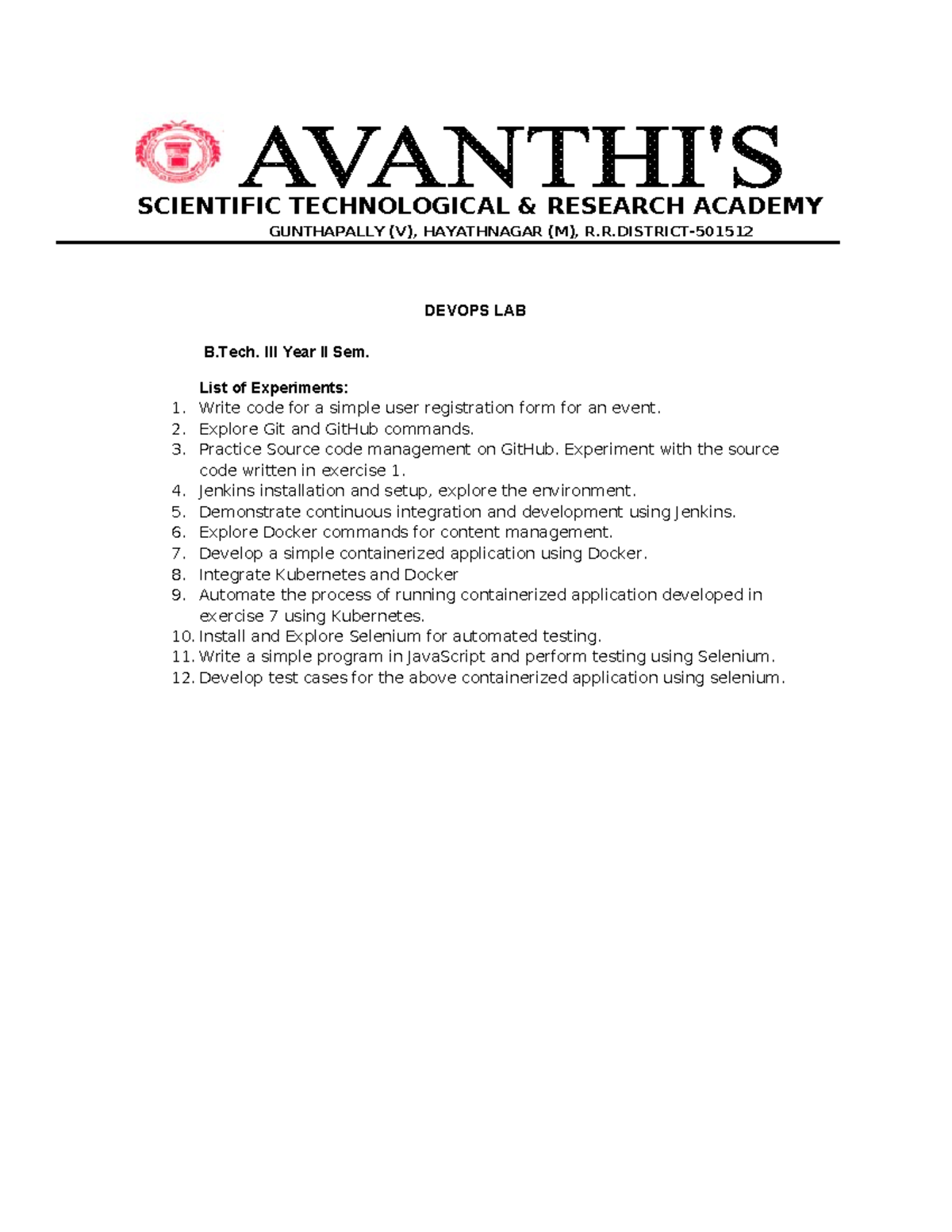Devops - class notes - SCIENTIFIC TECHNOLOGICAL & RESEARCH ACADEMY ...
