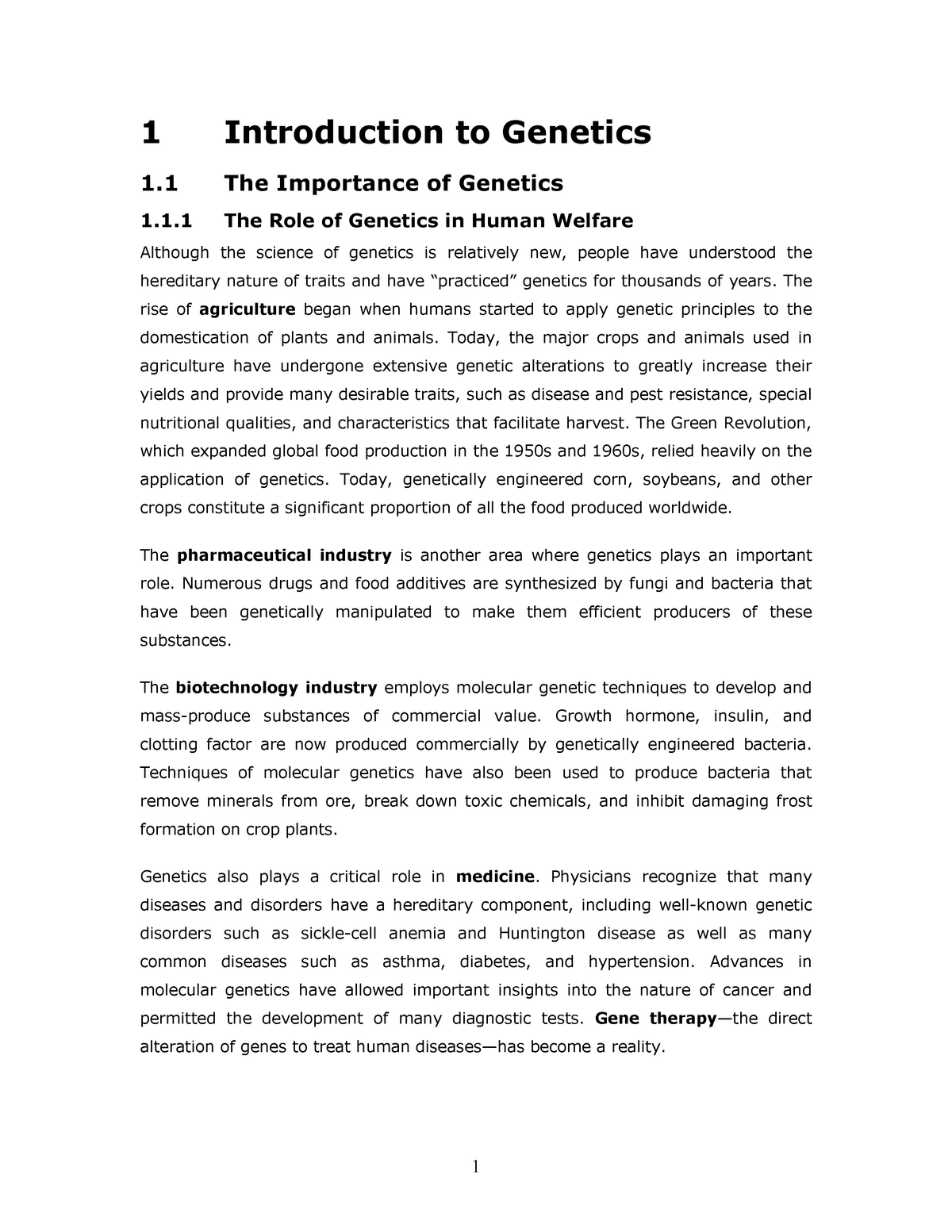 1 Introduction Intro 1 Introduction To Genetics 1 The Importance Of Genetics 11 The Role Of 7833