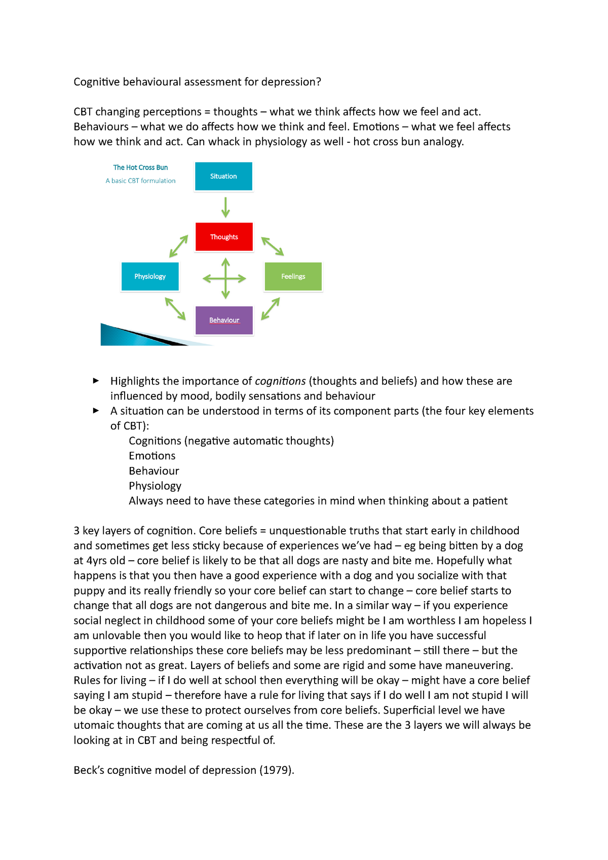 CBT assessment depression - Cognitive behavioural assessment for ...