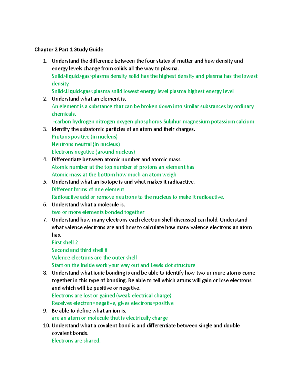 Chapter 2 Part 1 Study Guide Biology - Chapter 2 Part 1 Study Guide ...