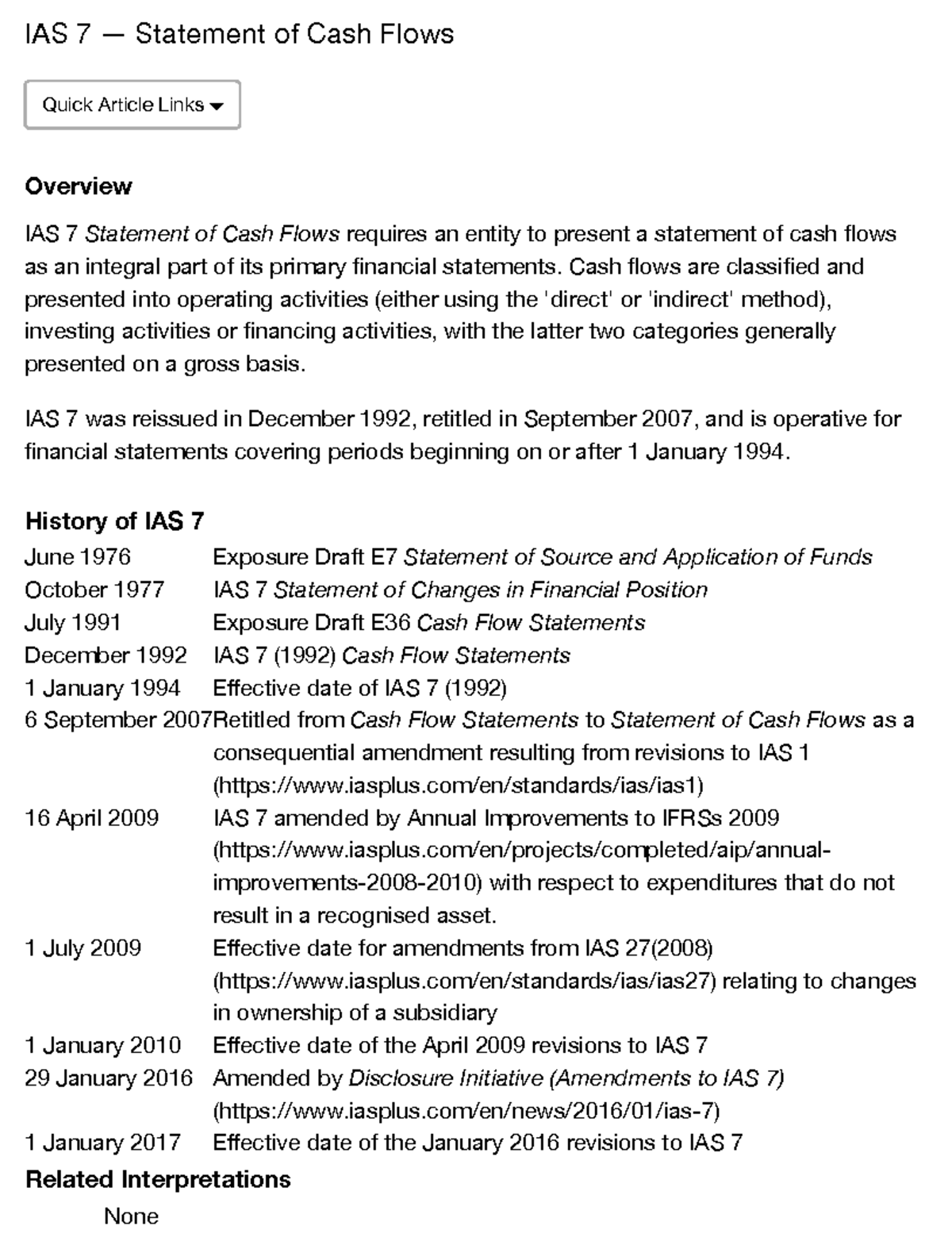 IAS 7 — Statement of Cash Flows - IAS 7 — Statement of Cash Flows ...