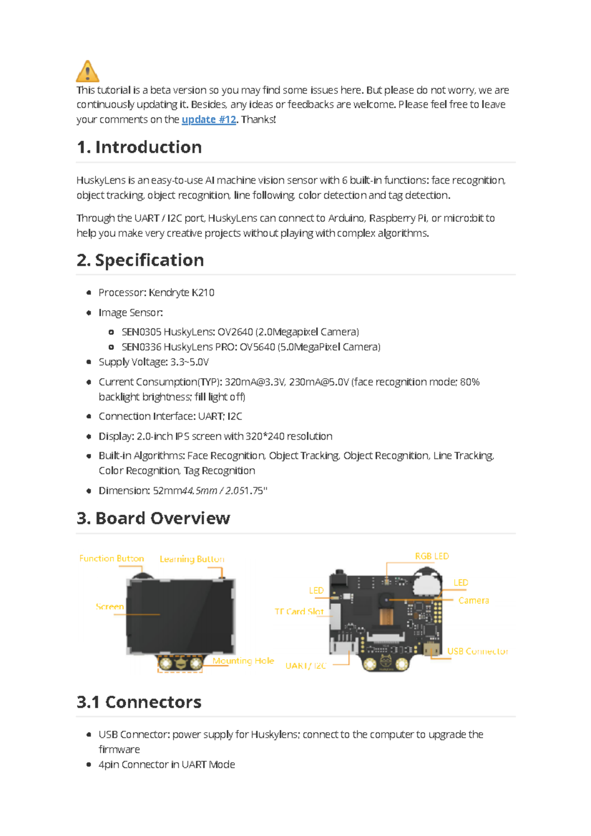 Husky Lens WIKI Document - This tutorial is a beta version so you may ...