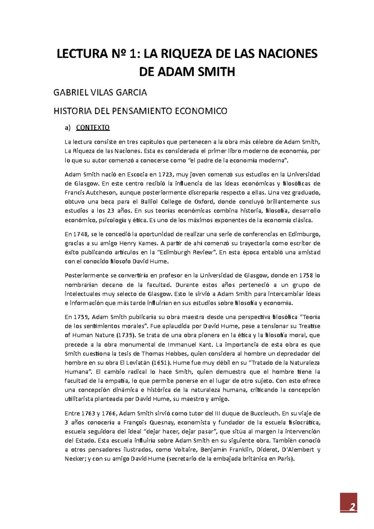 Lectura Nº 1 - LECTURA Nº 1: LA RIQUEZA DE LAS NACIONES DE ADAM SMITH ...