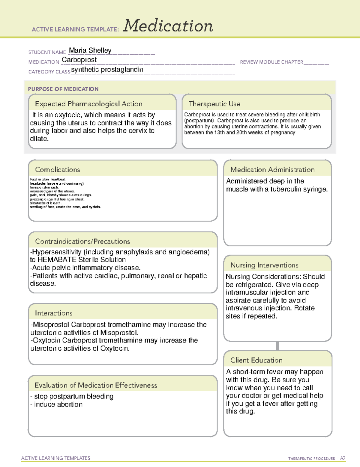 Maternity medication 3 - ACTIVE LEARNING TEMPLATES TherapeuTic ...