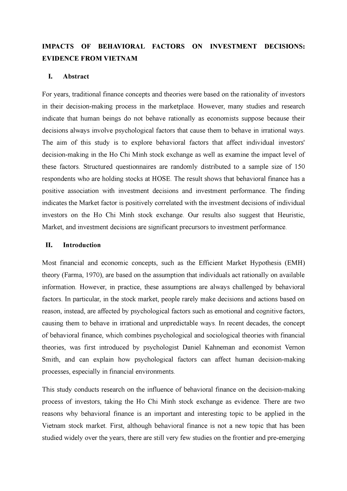 research proposal on behavioral finance