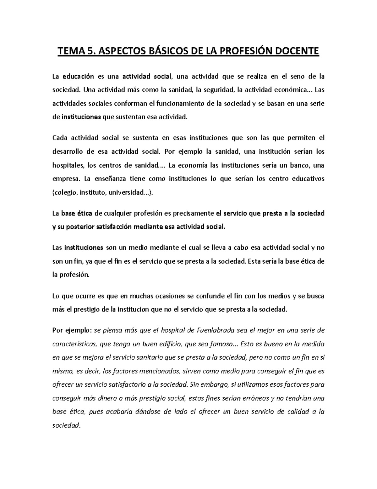 TEMA 5. Aspectos Básicos DE LA Profesión Docente - TEMA 5. ASPECTOS B ...