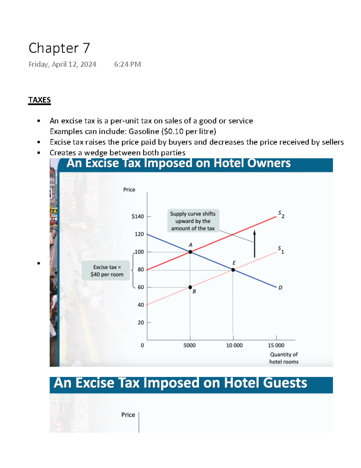 Chapter 7 - TAXES An excise tax is a per-unit tax on sales of a good or ...