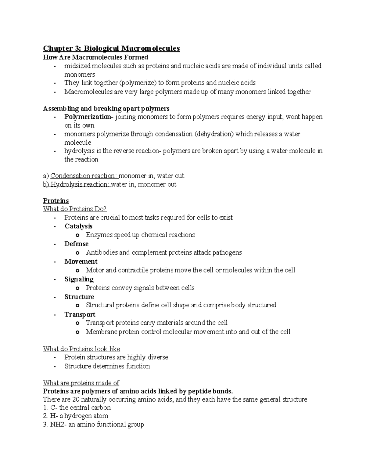 Biology notes 2 - Chapter 3: Biological Macromolecules How Are ...