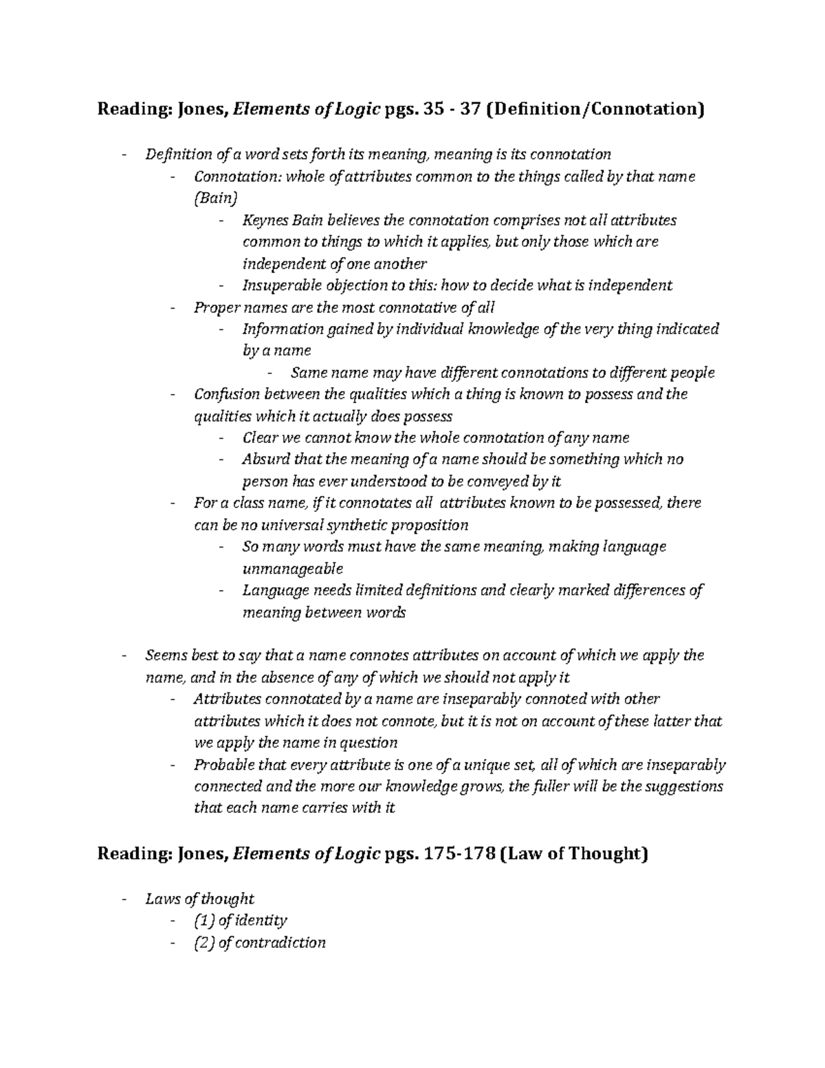 Class 4 - Lecture notes 4 - Reading: Jones, Elements of Logic pgs. 35 ...