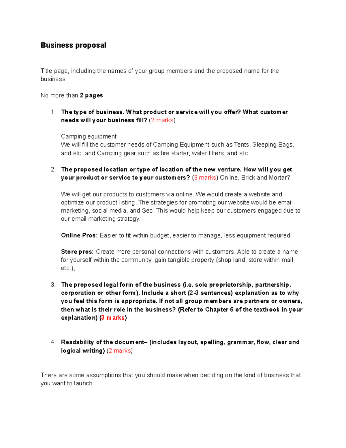 BUSI1005 Part1 - Group project - Business proposal Title page ...