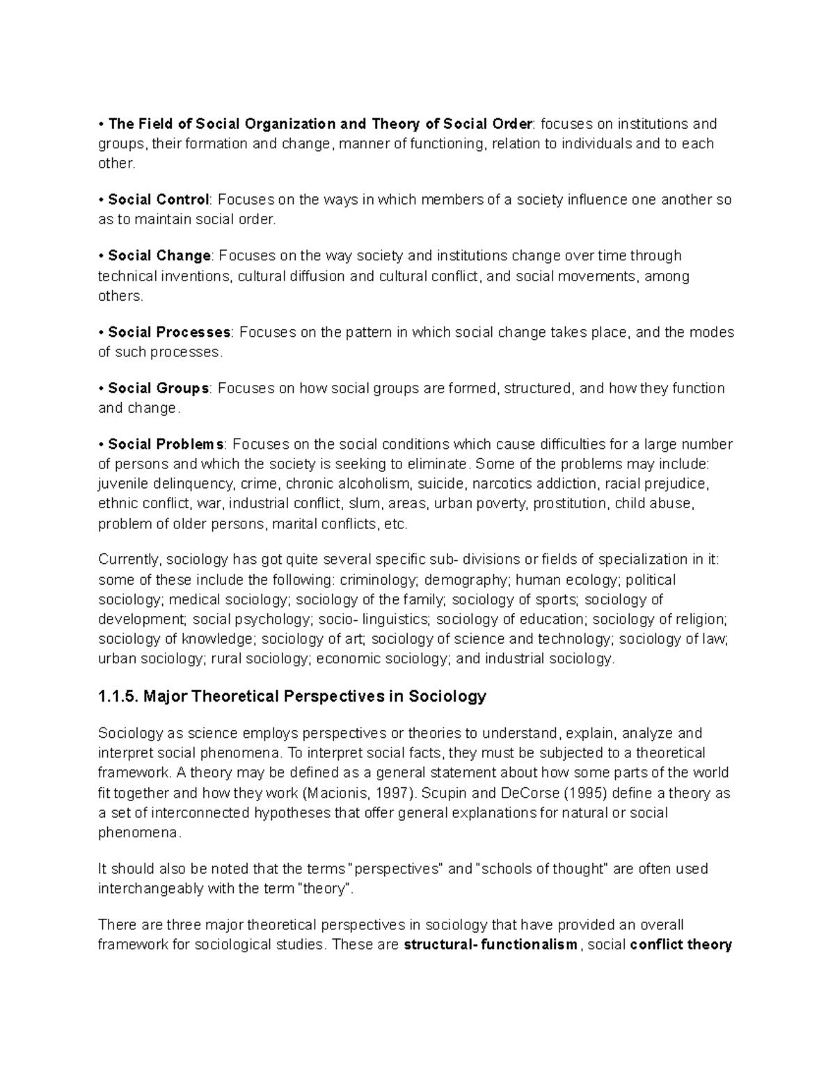 Sociology Notes 3 - The Field of Social Organization and Theory of ...