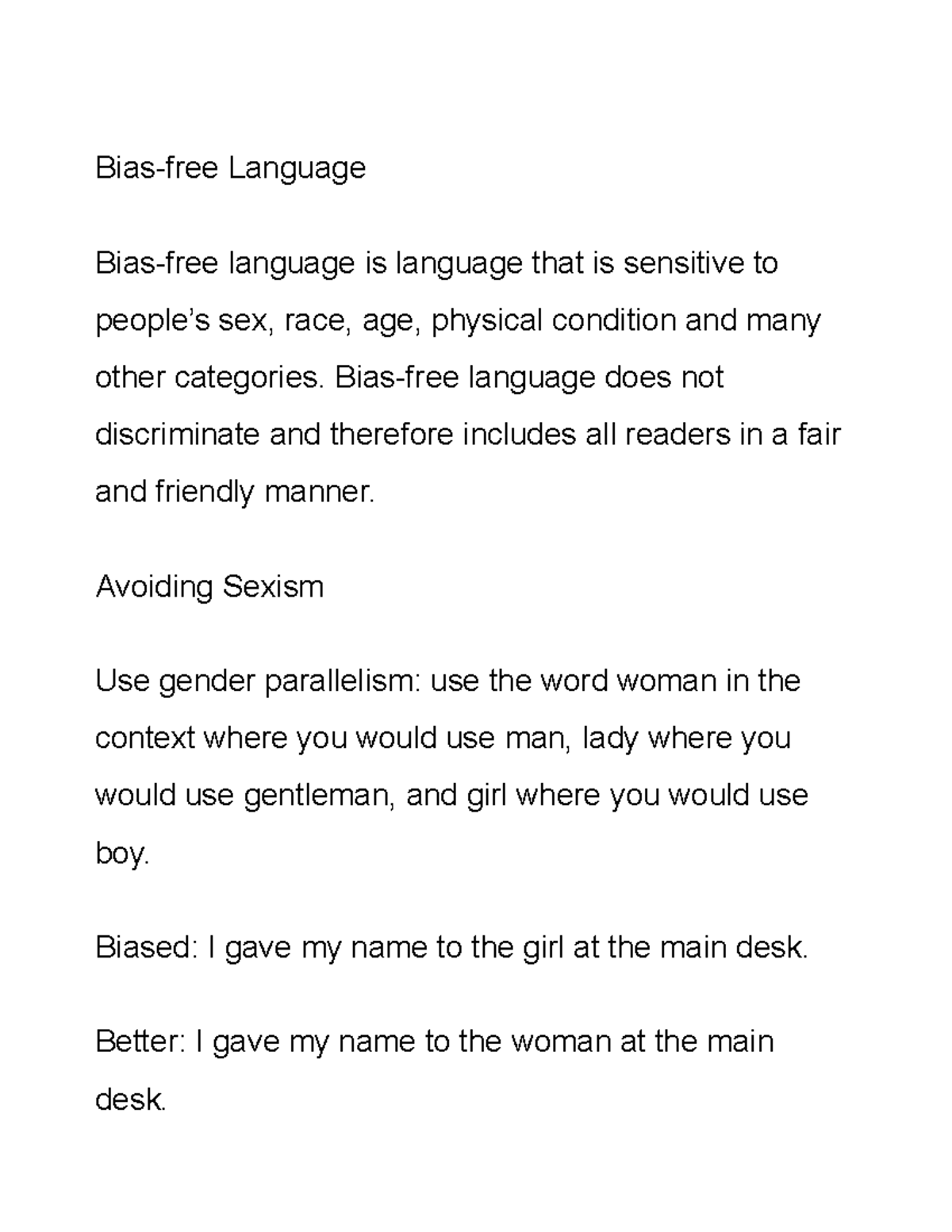 Why Is Bias Free Language Important