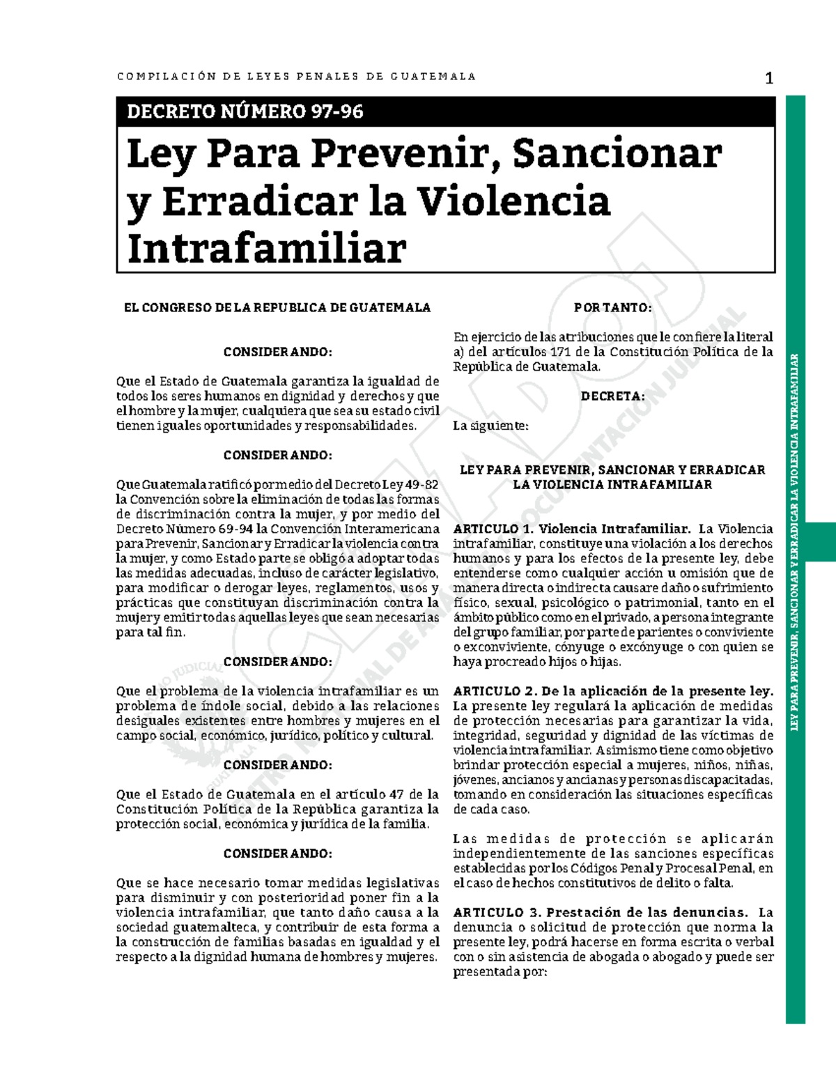 LEY PARA Prevenir, Sancionar Y Erradicar LA Violencia Intrafamiliar - 1 ...