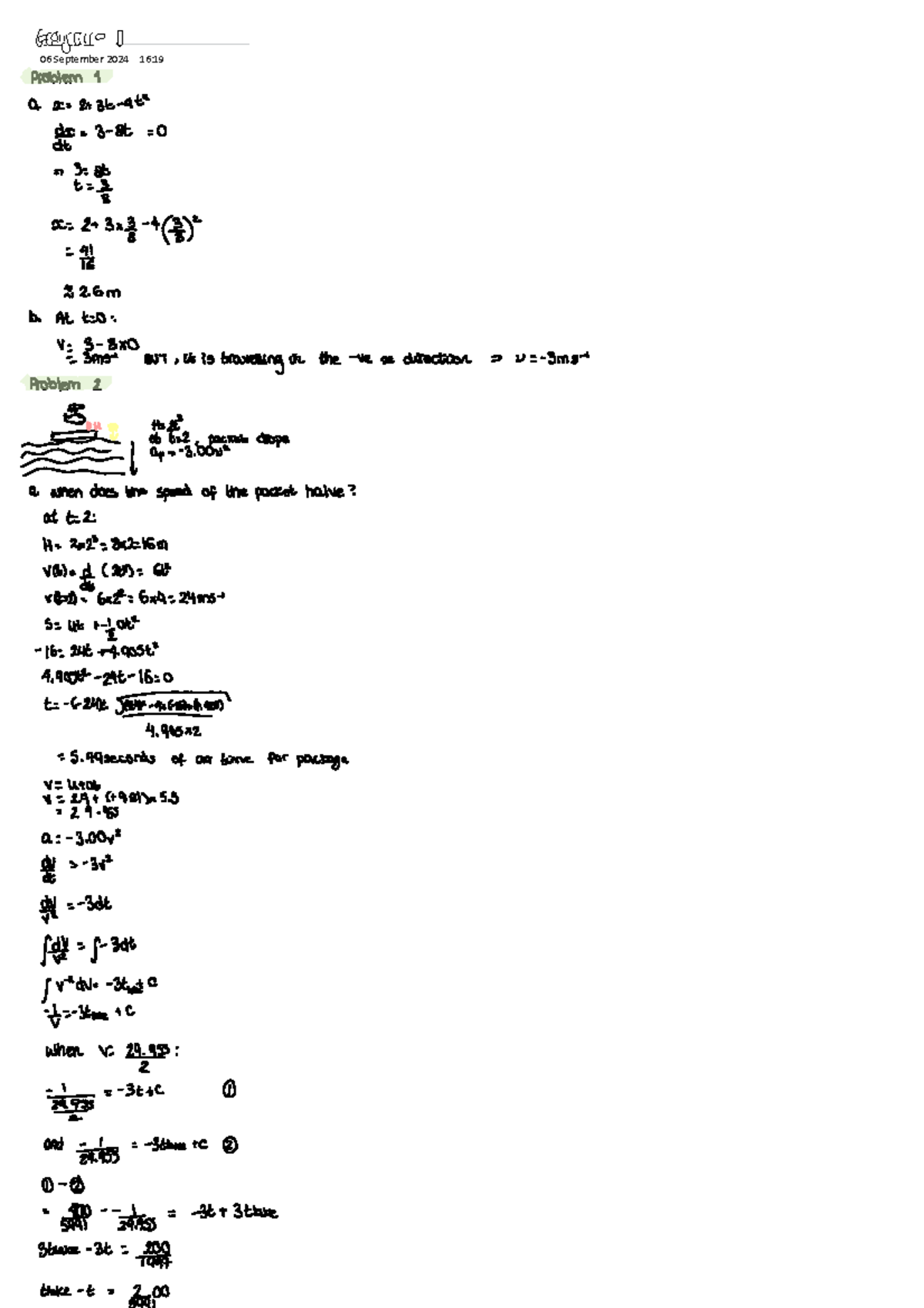 Classical Mechanics Assignment 1 - 0 06 September 2024 16:19 Problem 1 ...