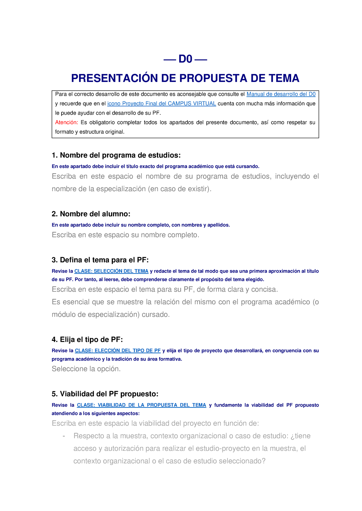 PF-D0 (ESP) - Documento Cero - ⎯ D0 ⎯ PRESENTACIÓN DE PROPUESTA DE TEMA ...