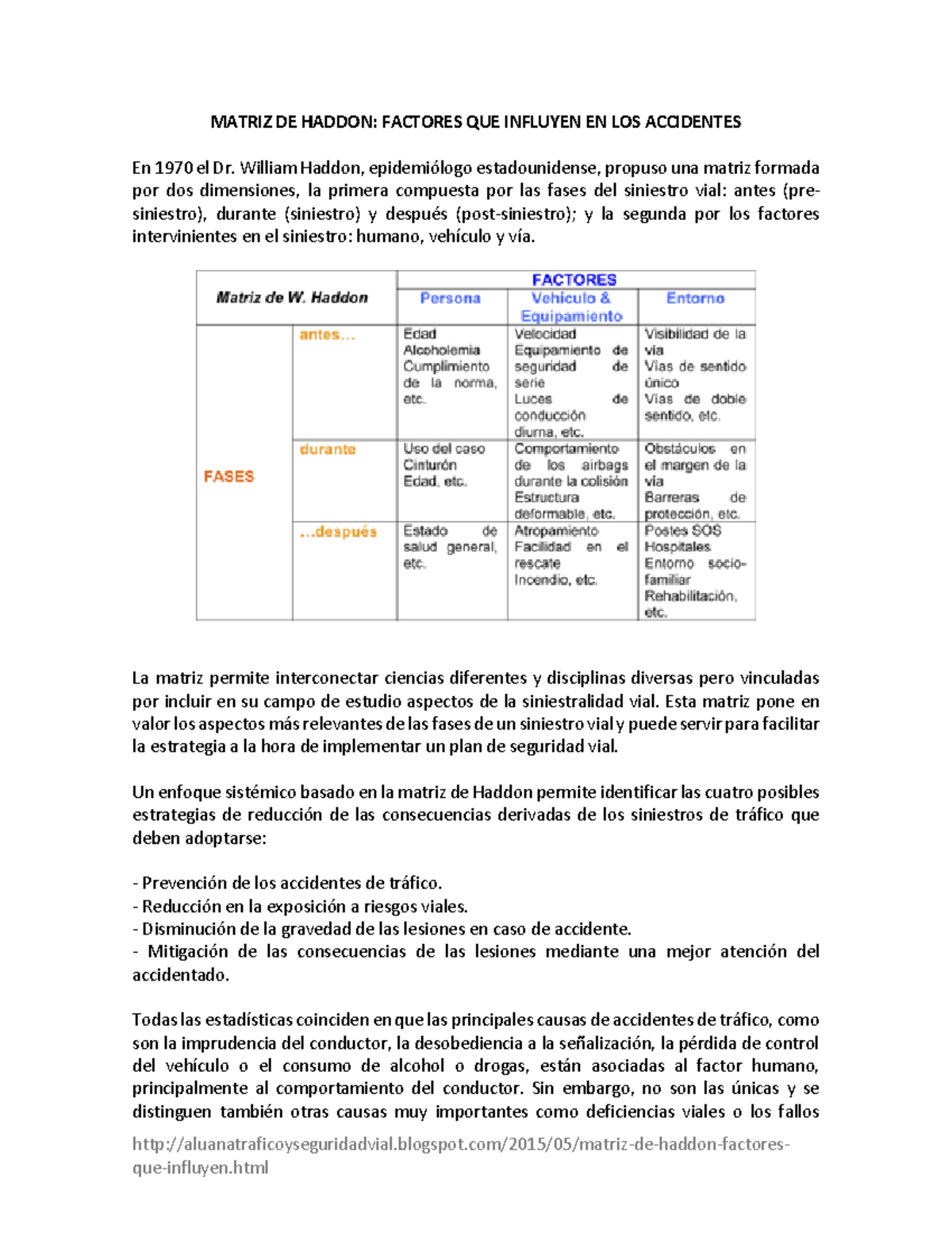 Matriz-DE- Haddon - todp - aluanatraficoyseguridadvial.blogspot/2015/05 ...