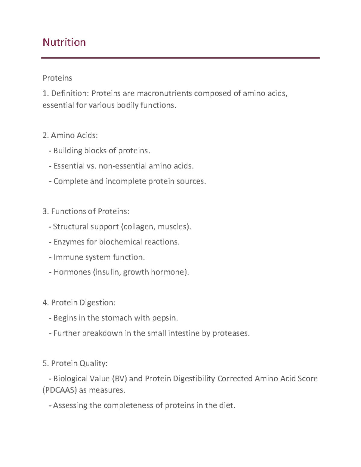 Document Intro Nutrition Proteins Definition Proteins are macronutrients composed of amino
