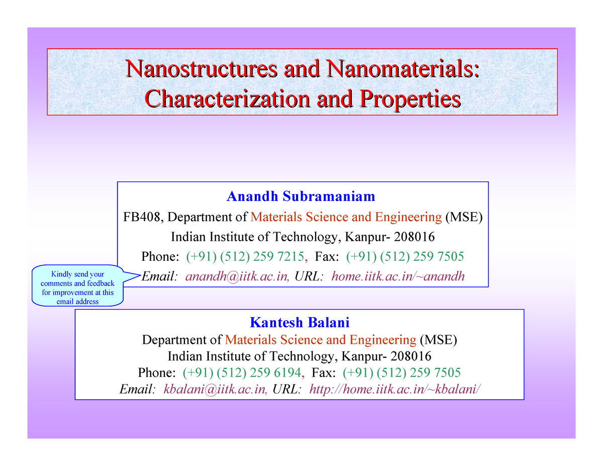 Introduction To Nanomaterials-3 - Nanostructures And Nanomaterials ...