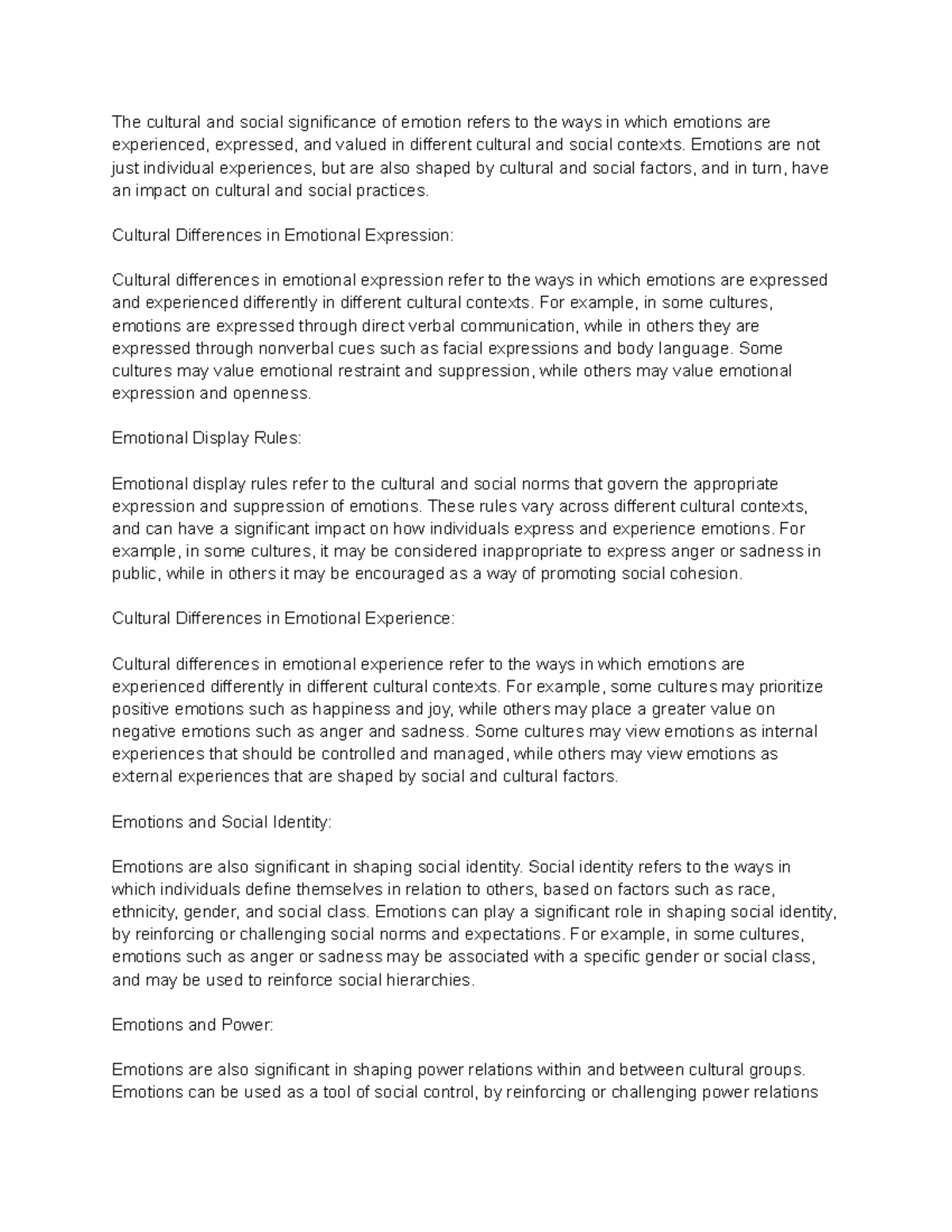 The cultural and social significance of emotion - Emotions are not just ...