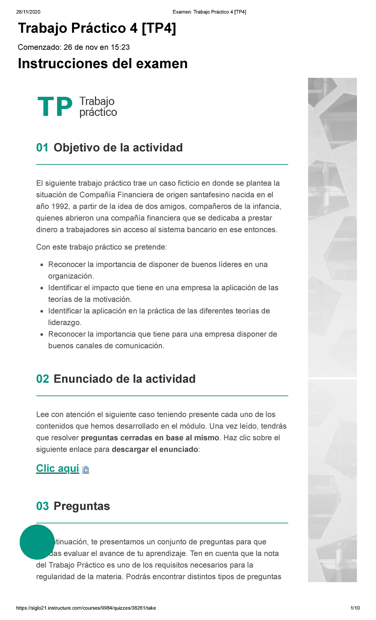 TP4 Mio con 100 % ADM - Trabajo Práctico 4 [TP4] Comenzado: 26 de