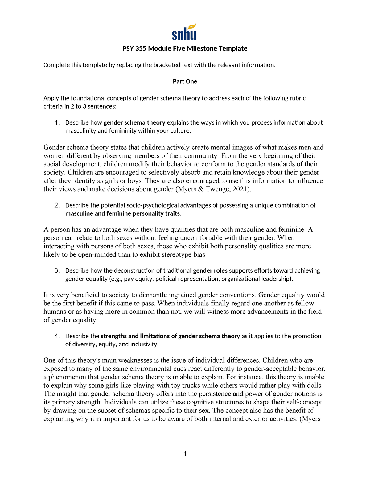 PSY 355 Module Five Milestone Completed - PSY 355 Module Five Milestone ...