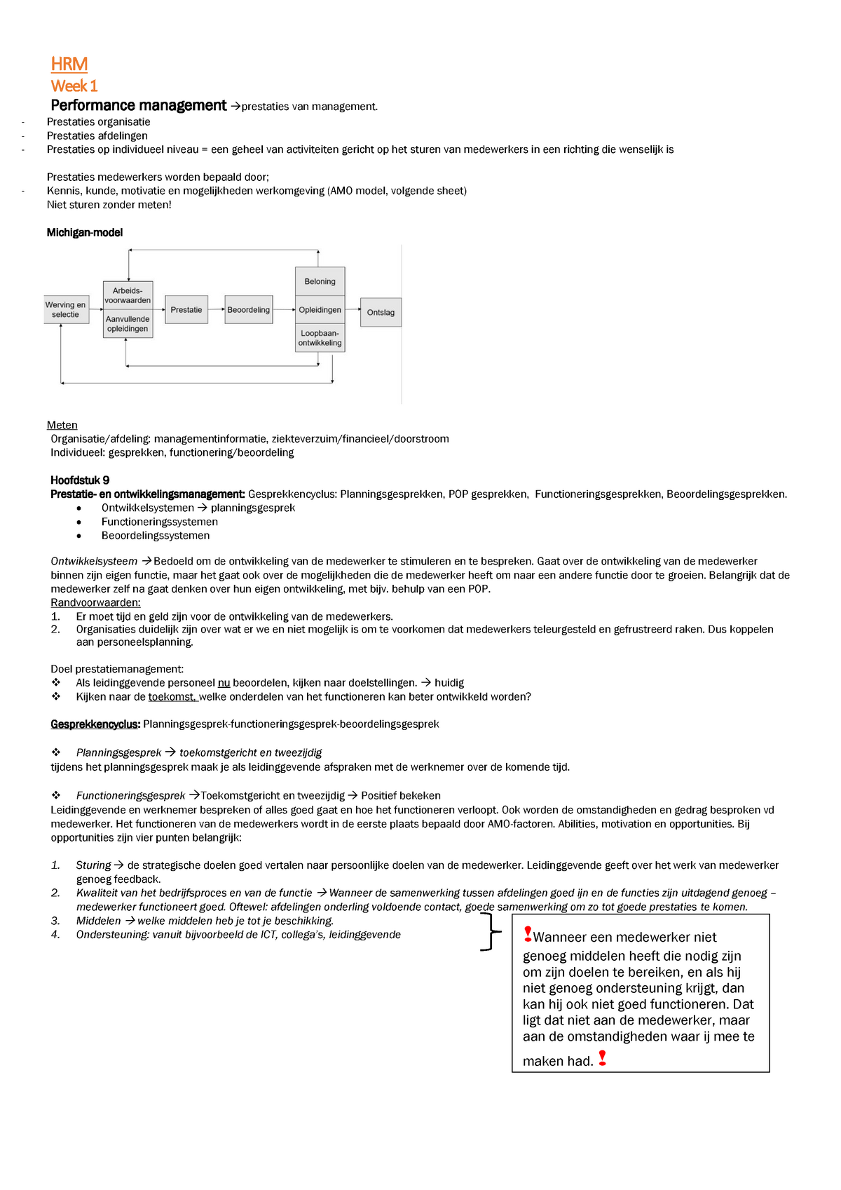 Samenvatting Leerboek HRM - HRM Week 1 Performance Management Van ...