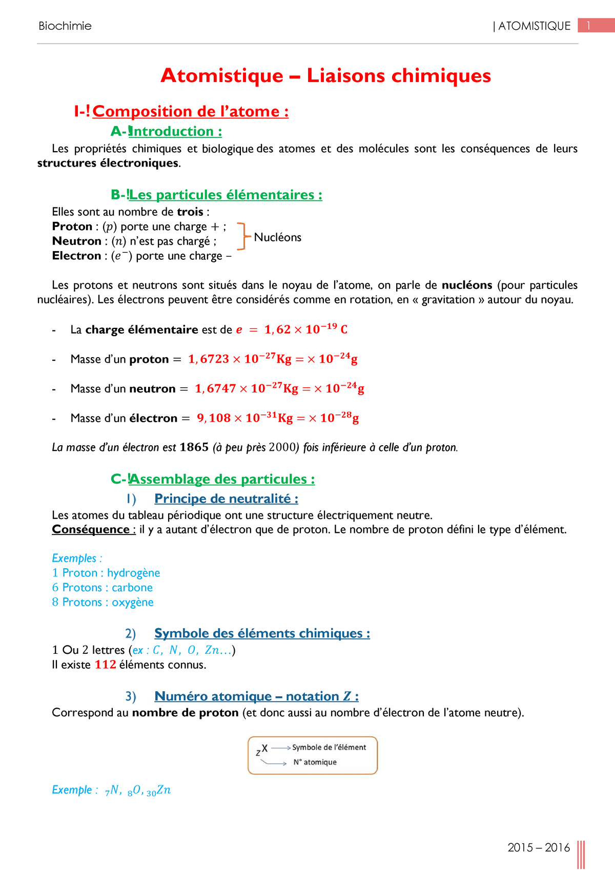 Résumé De Cours D Atomistique S1 Pdf