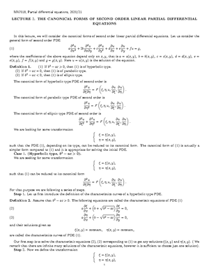 Partial Differential Equations Worksheet 1 - Studocu