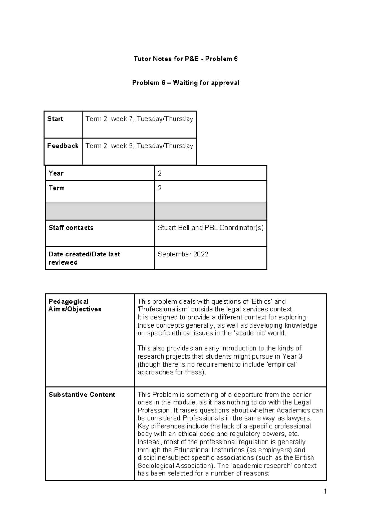 P E (2022-23) - Tutor Notes for Problem 6 - Tutor Notes for P&E ...